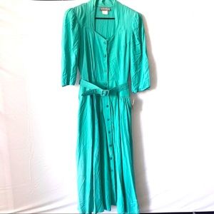 NOS Carol Anderson || Vintage 80s Full Length Button Up Dress